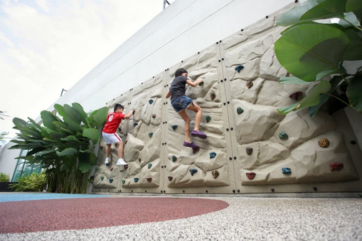 Condo facilities rock climbing wall