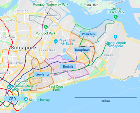 HDB town east Singapore map