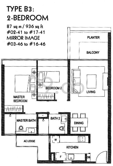 condo size two-bedroom