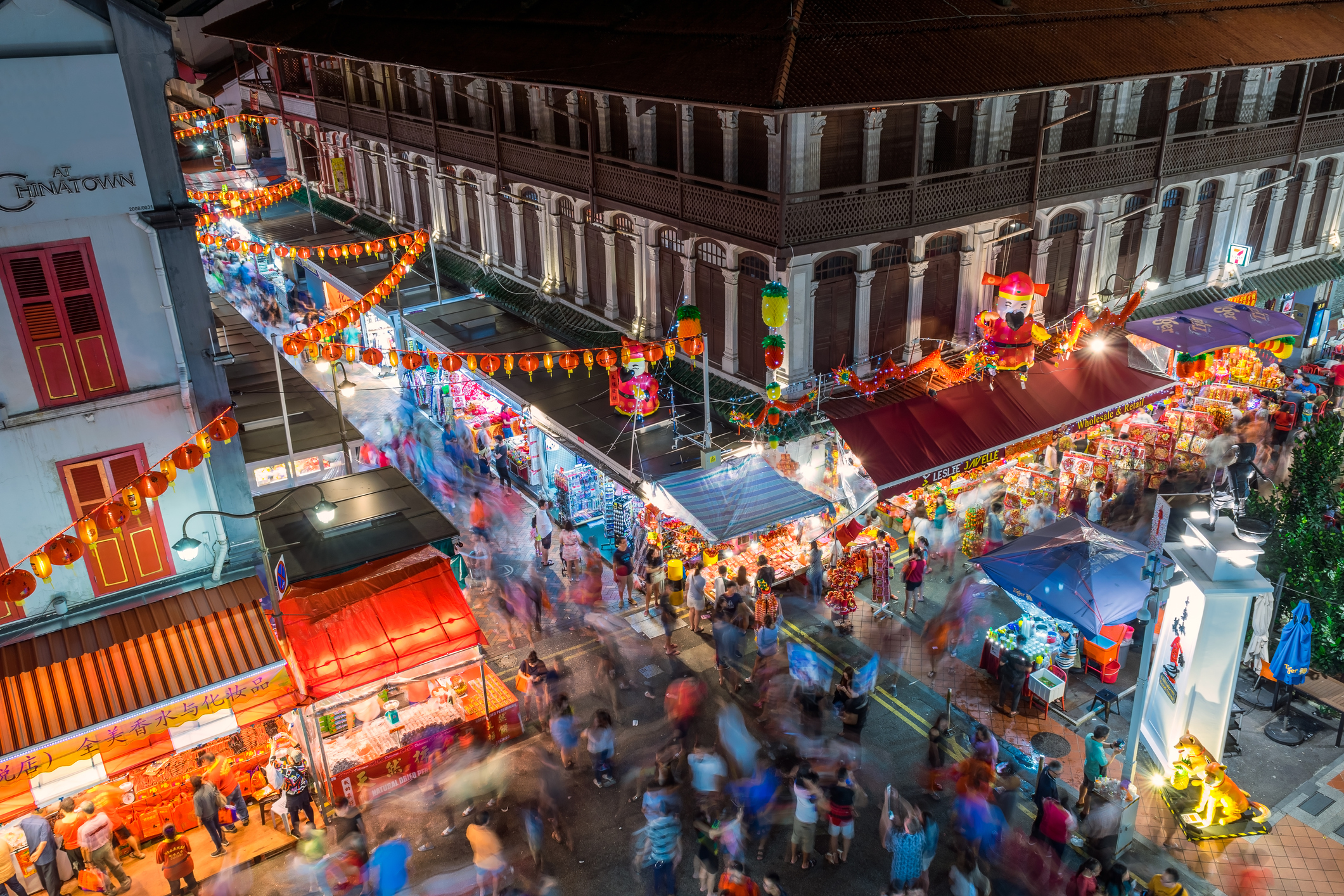 Crowded streets in Chinatown during CNY