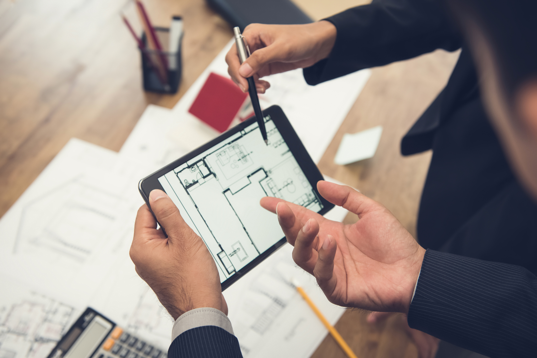 Looking at floor plans