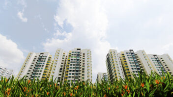 HDB flats in an open field
