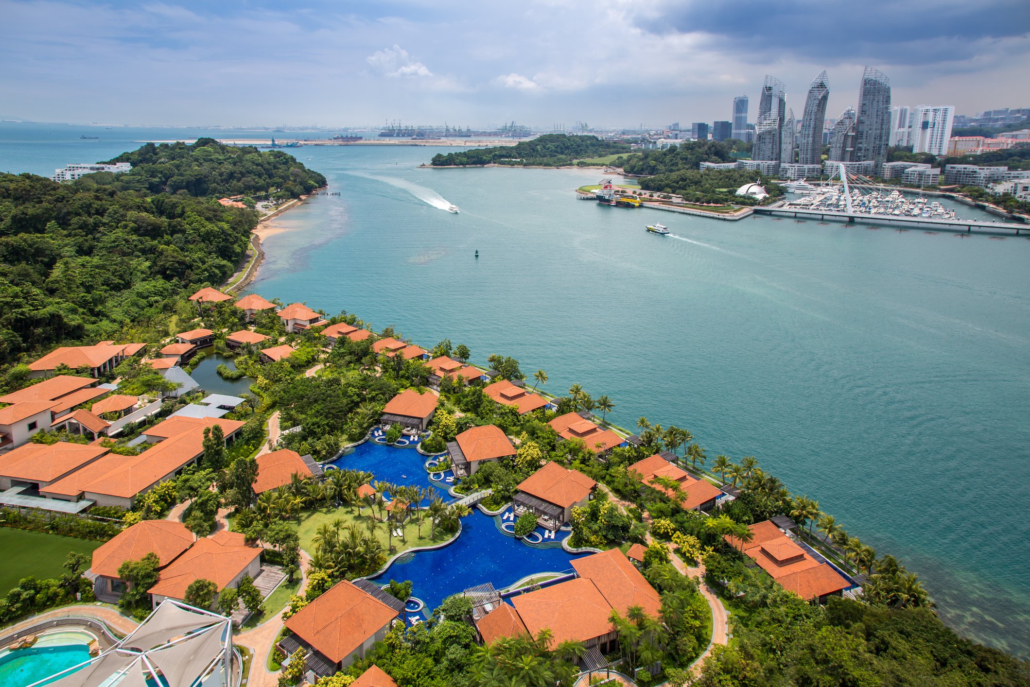 Aerial view of Sentosa island, Singapore