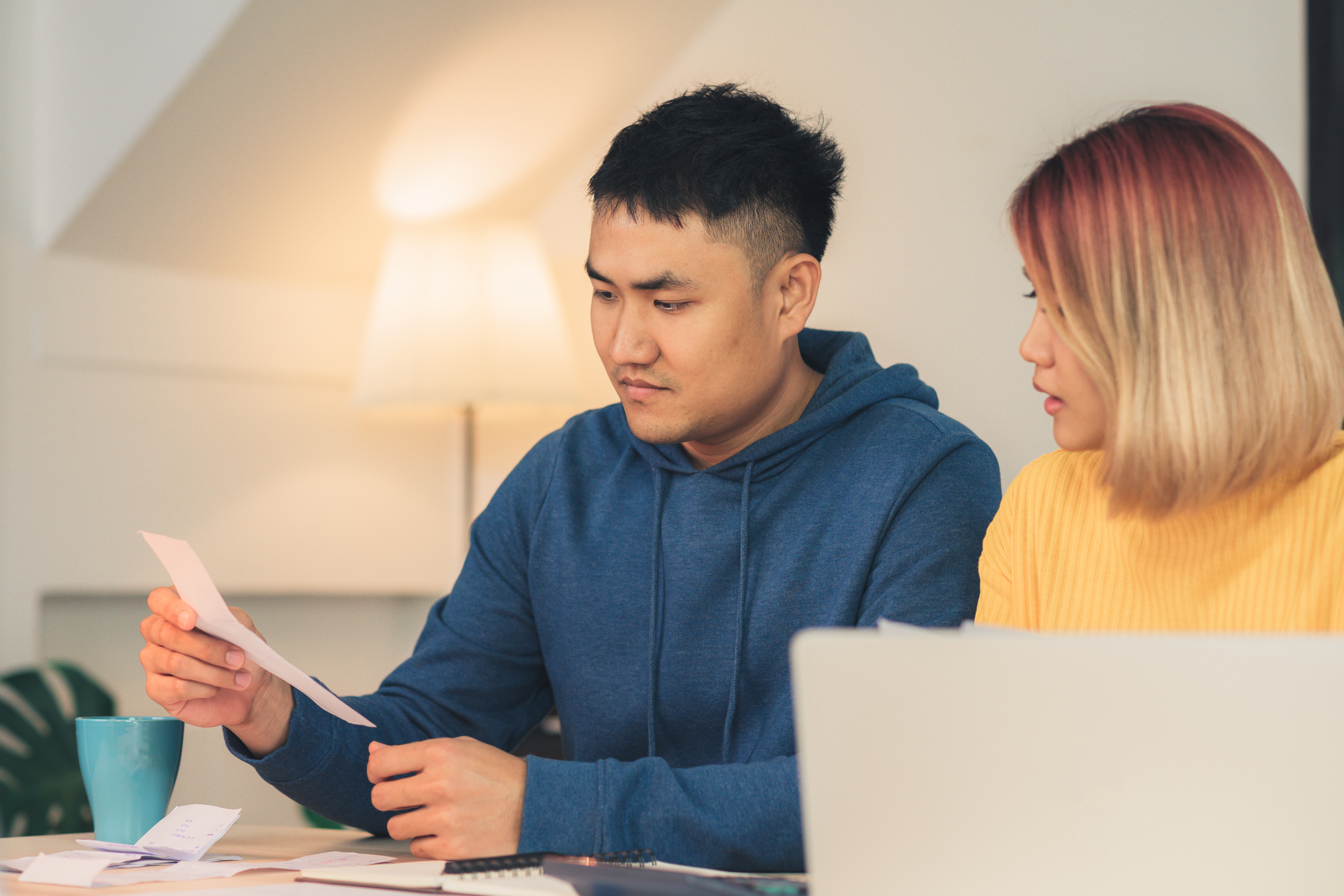 Couple choosing renovation choices