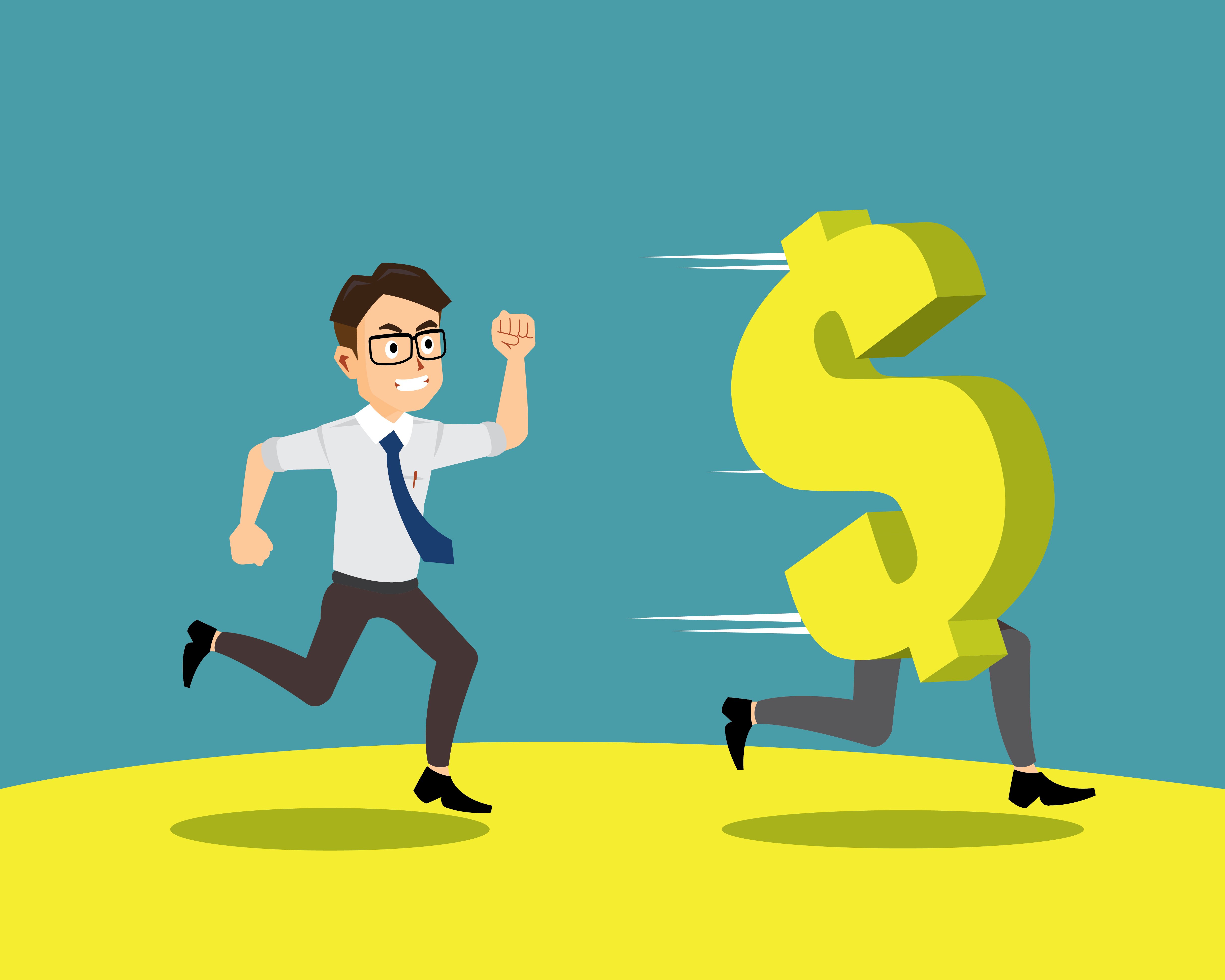 Man chasing money
