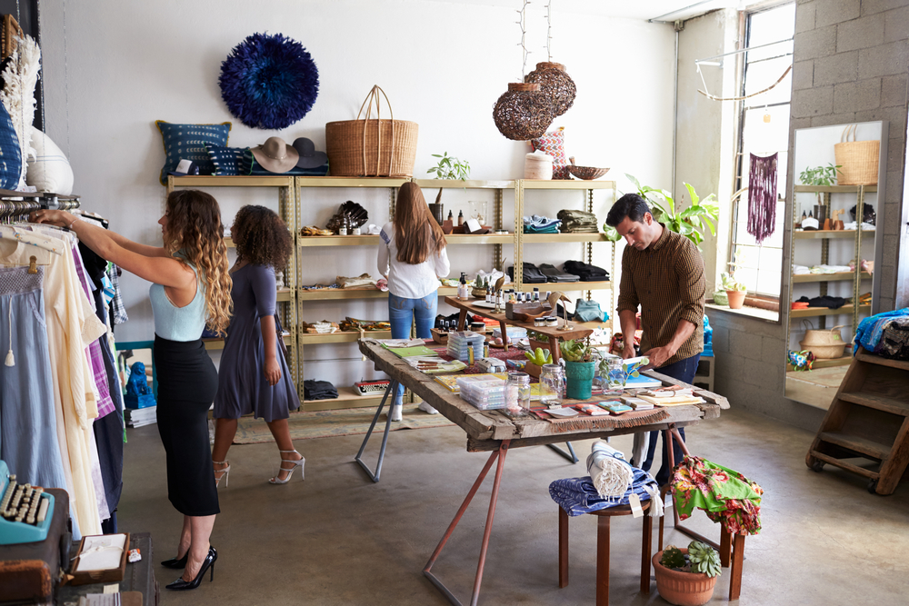 Shop with customers