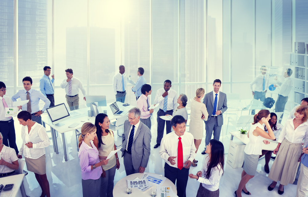 A group of business people together