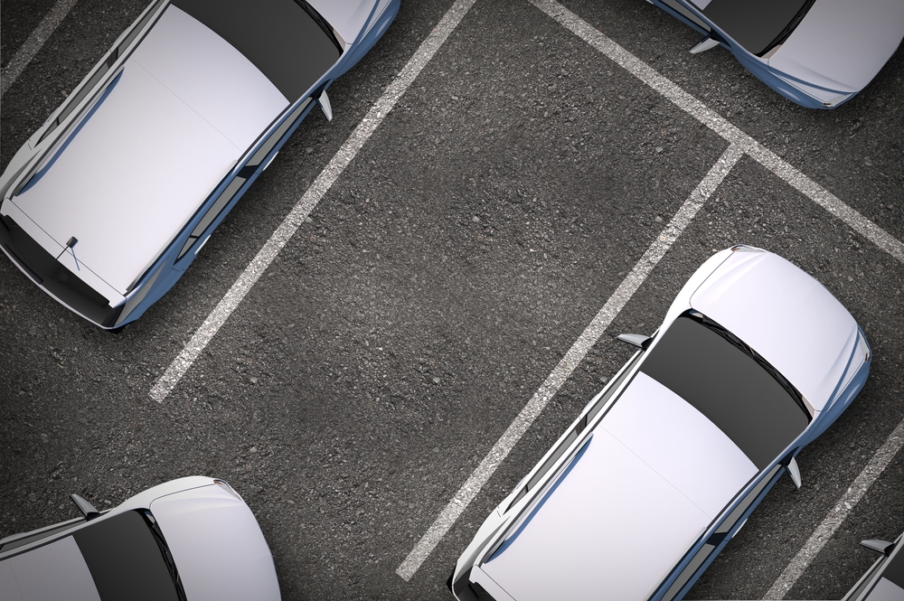 Aerial shot of a car parking