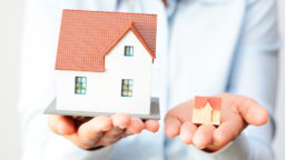 small house and big house on a hand