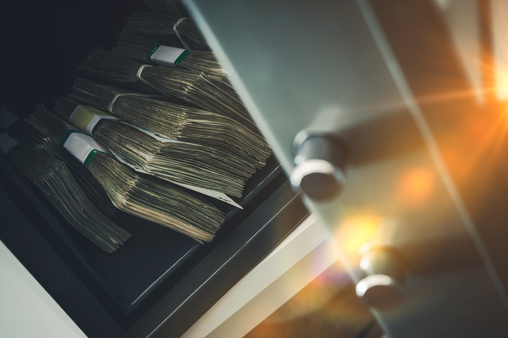 Cash prepared for payment.