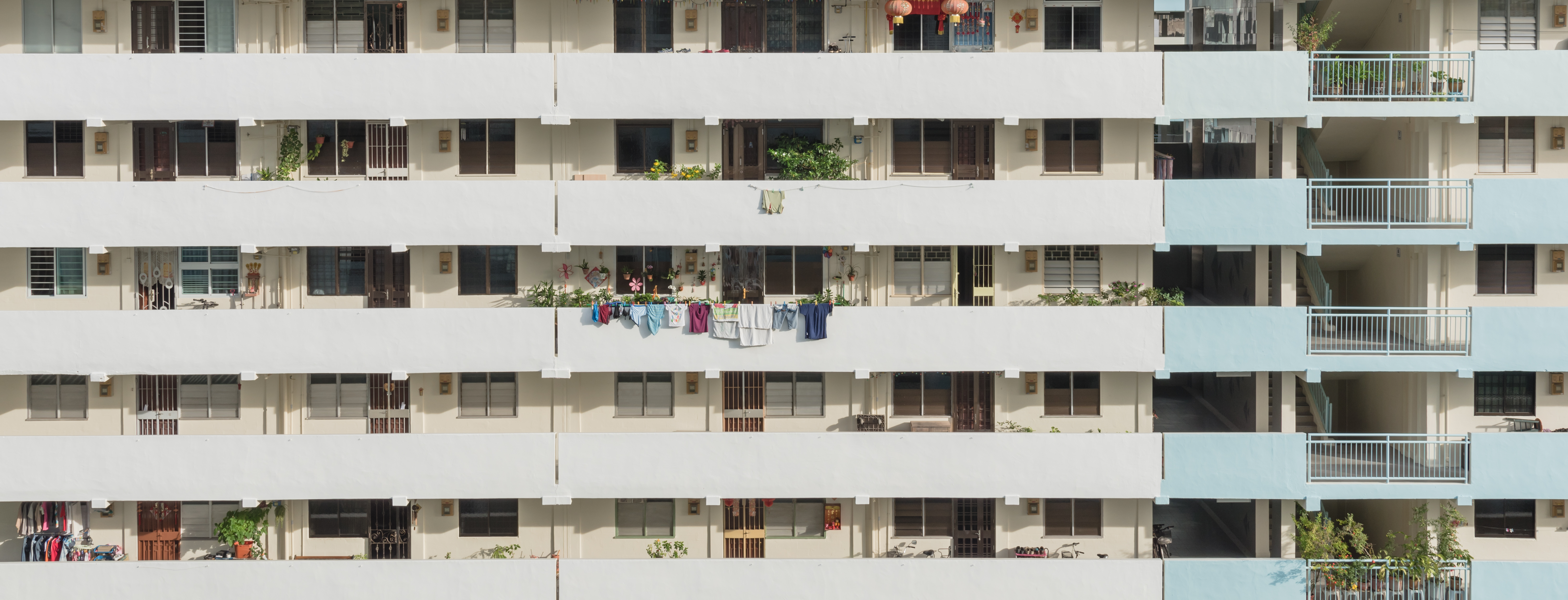 HDB in singapore showing the exterior and corridors