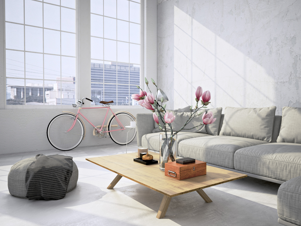 Natural lighting shining through a living room.