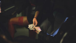 Transaction between a male and female.