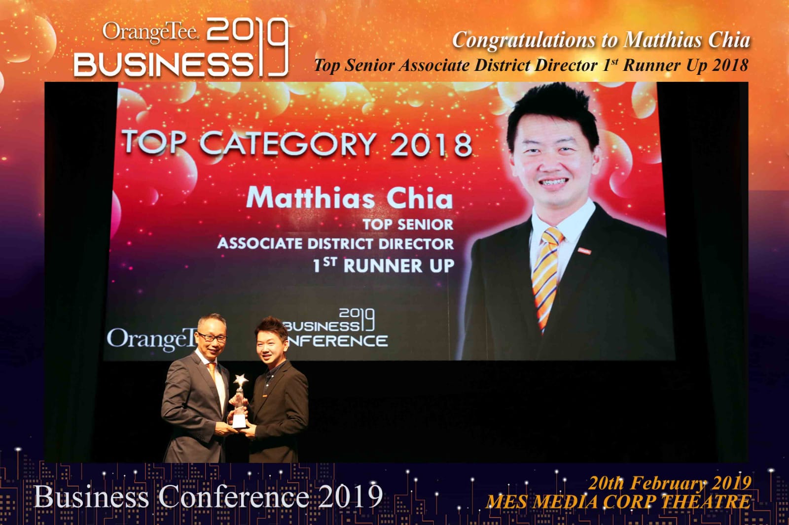 Matthias Chia receiving an award