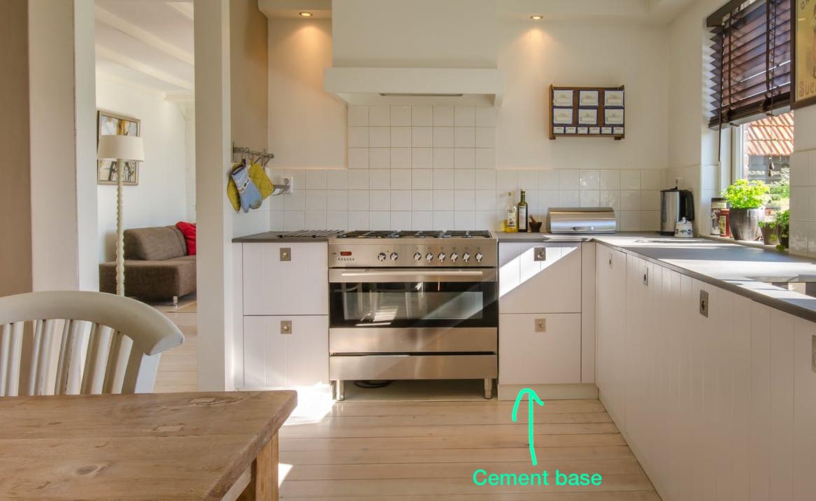 the cement base of a kitchen BTO reno
