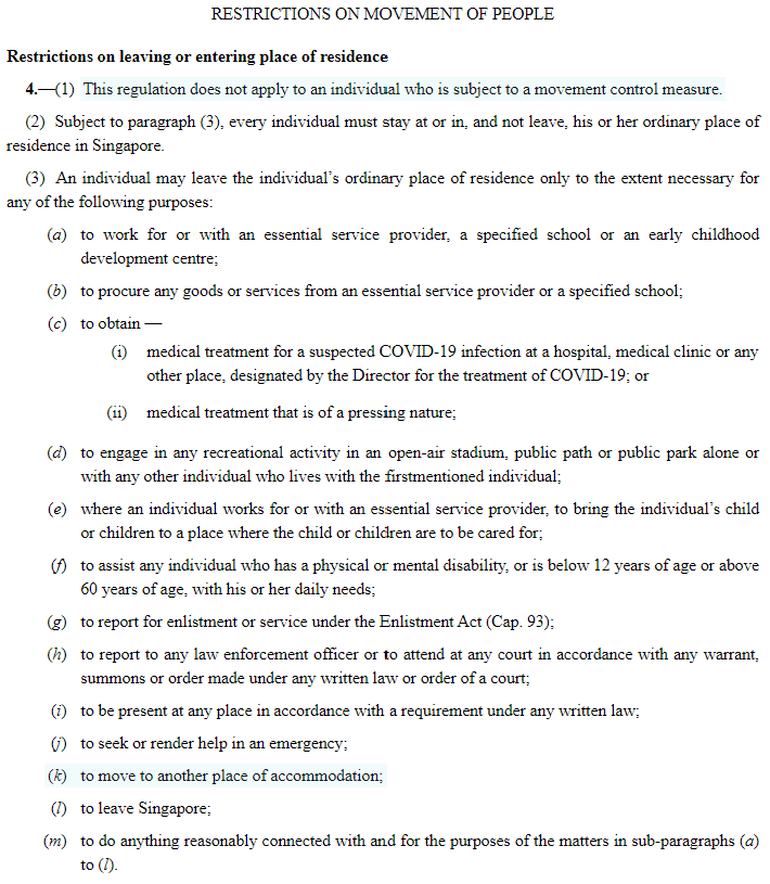 covid-19 temporary measures control order moving house circuit breaker
