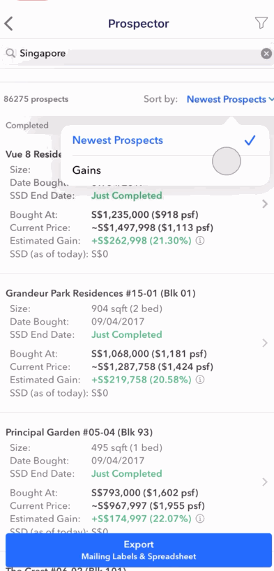 Prospector Gains
