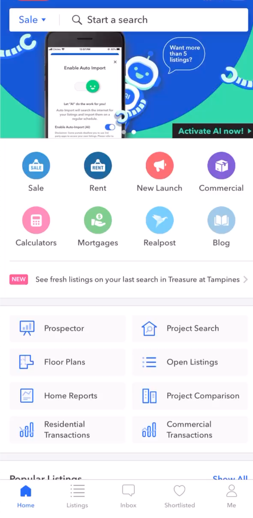 Prospector Home Screen