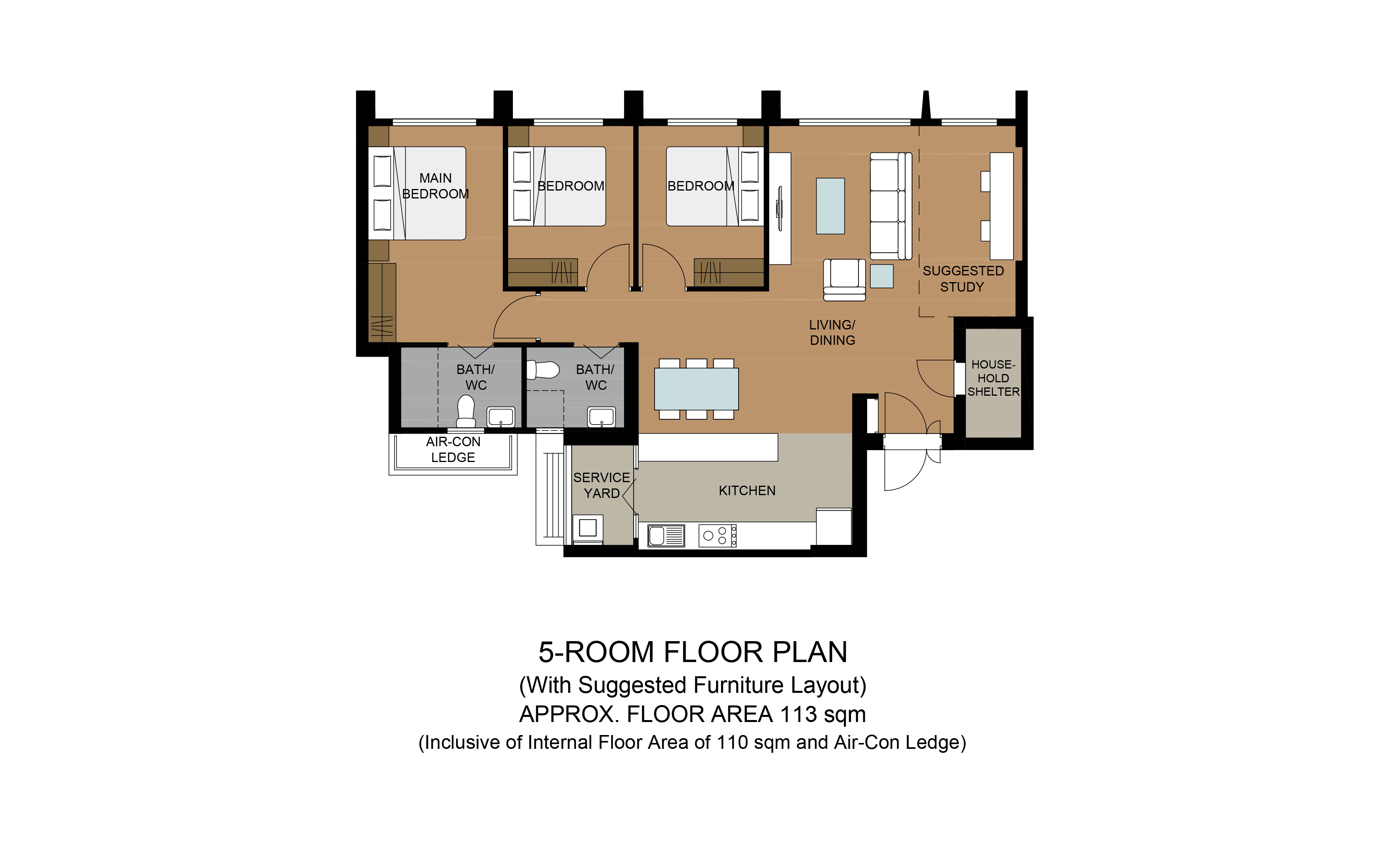 5-room floor plan parc residences @ tengah