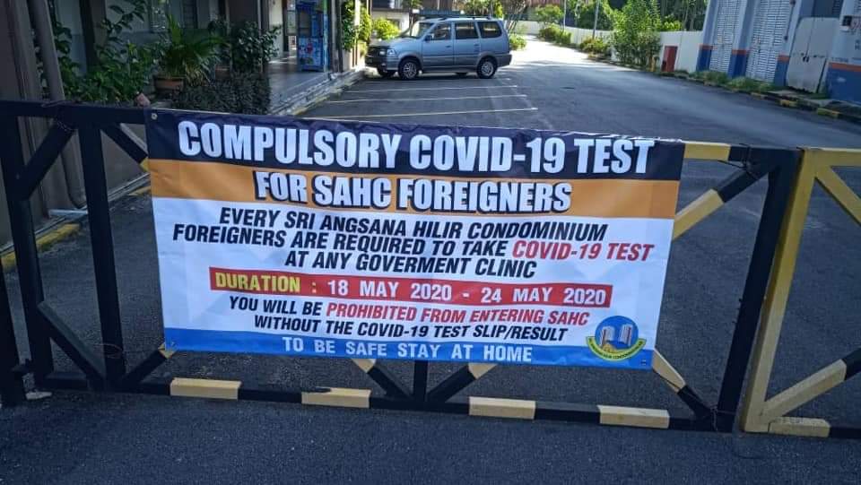 Sri Angsana Hilir Condomium banner bar entry foreigners covid 19