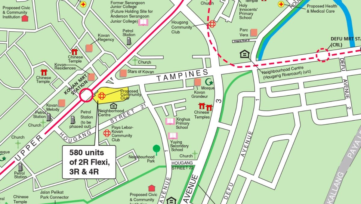 Map of August 2021 Upper Serangoon Road BTO