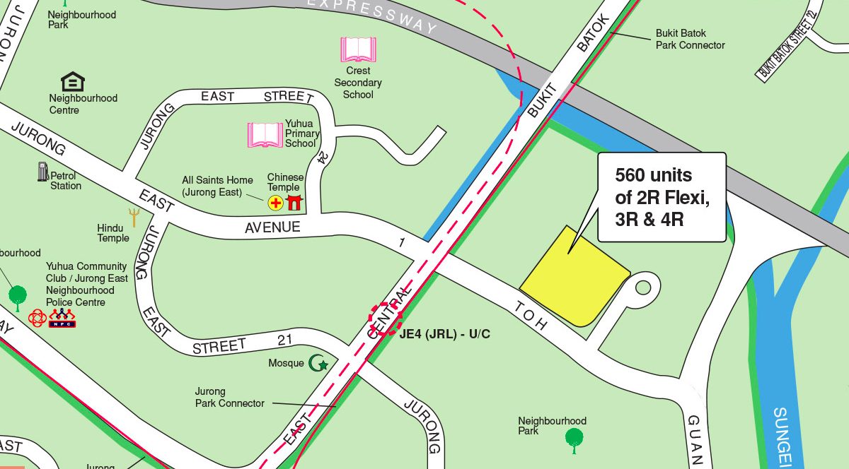 Locality map of August 2021 Jurong East BTO