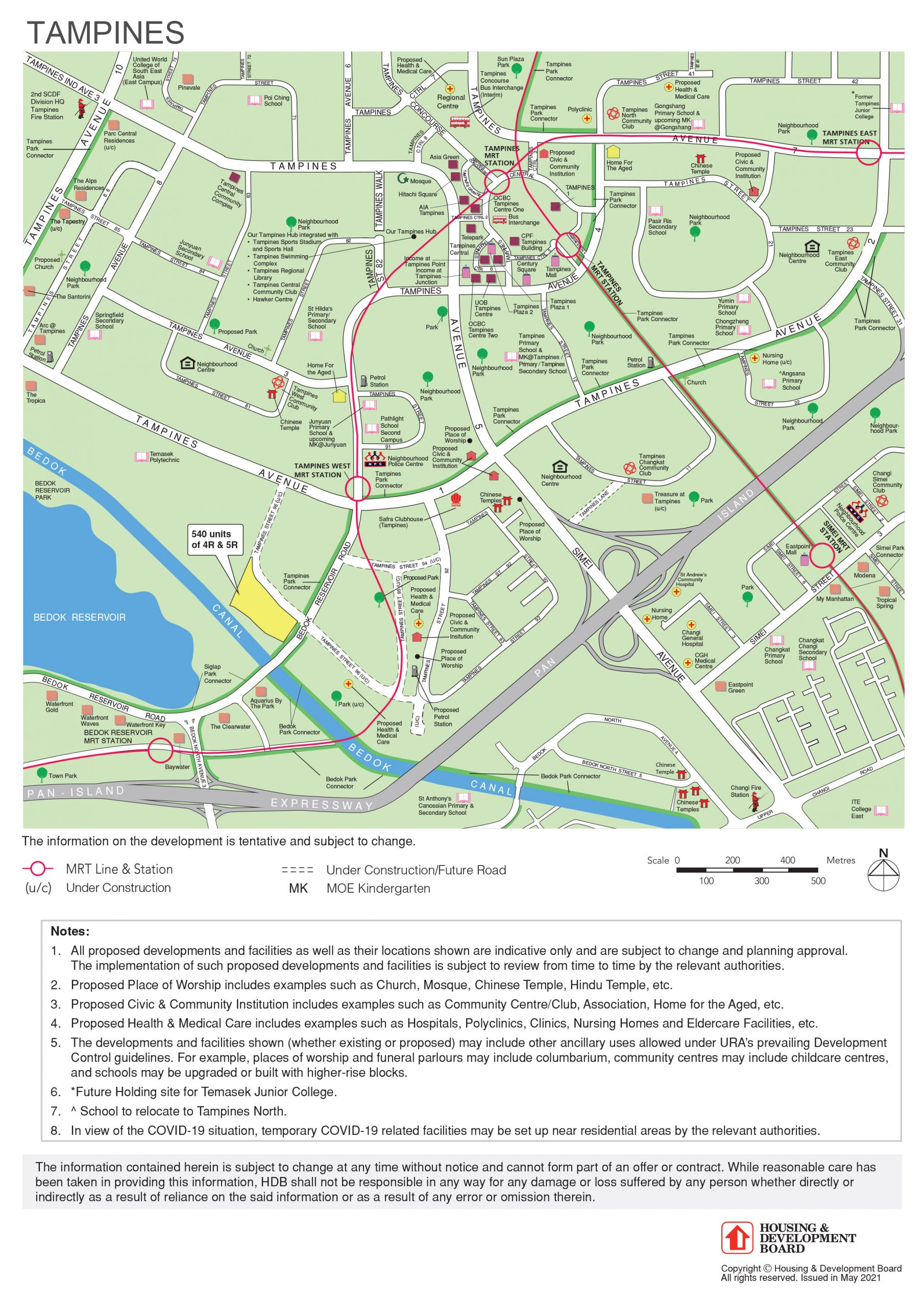 Full map of August 2021 Tampines BTO next to Bedok Reservoir