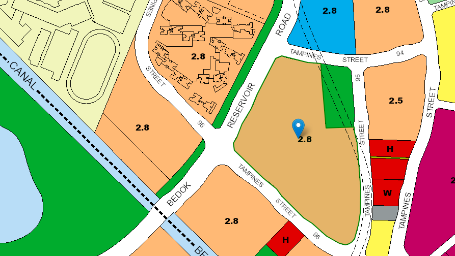 URA master plan of the Tampines BTO