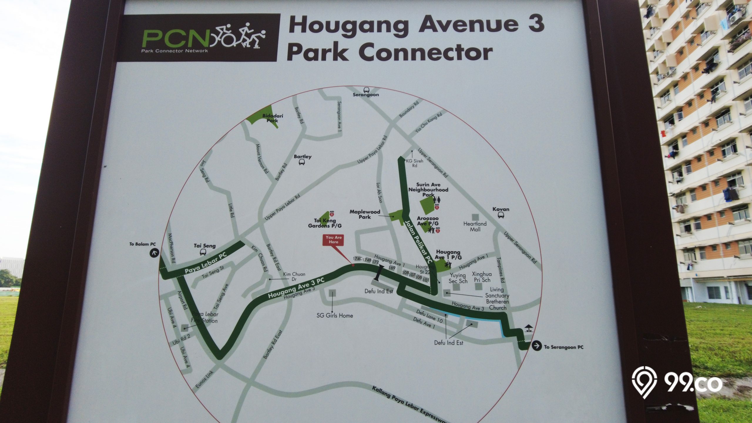 Park connector map Hougang Avenue 3