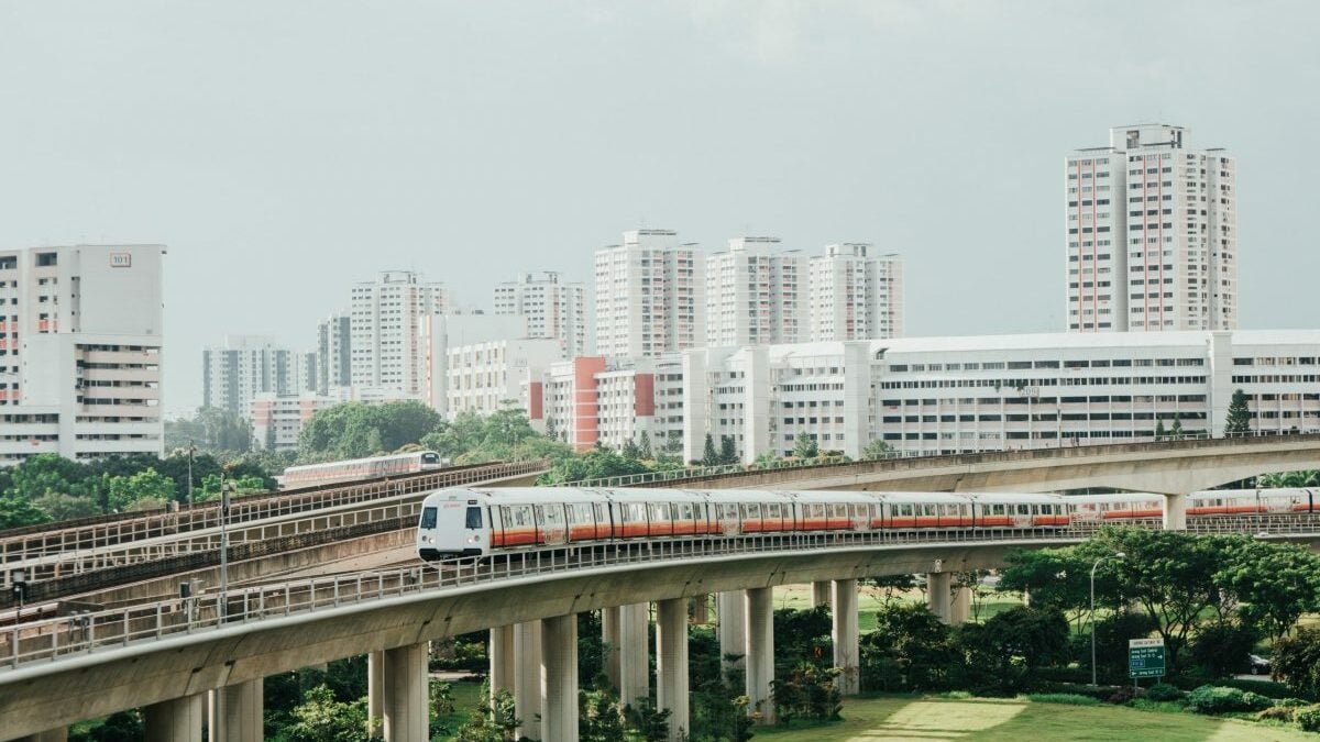 HDB blocks and MRT