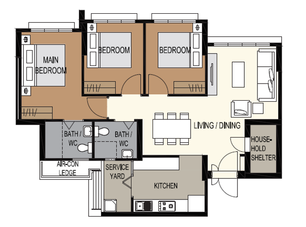 4-room BTO floor plan