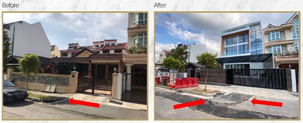 Before and After semi-detached 3.5 storey facade