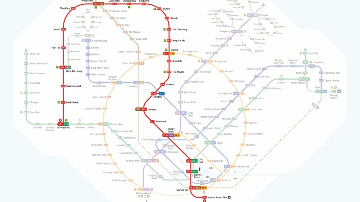 North South Line MRT map