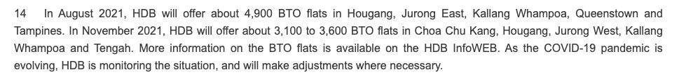 HDB announcement on November BTO