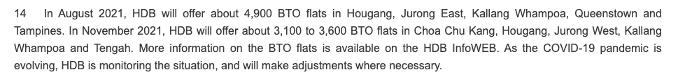 HDB announcement on November BTO 