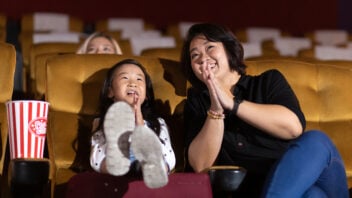 Happy,Family,Watching,Movie,In,Cinema,Theatre.,Happy,Family,Time