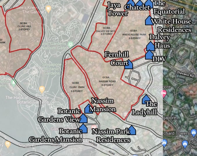 Properties Cluny Park, Nassim Road and White House Park areas