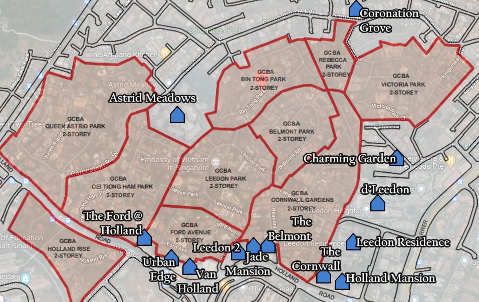 Properties around Queen Astrid, Oei Tiong Ham Park, Bin Tong Park, Victoria Park and Cornwall Gardens