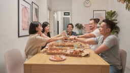 Cove tenants having dinner together