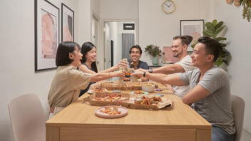 Cove tenants having dinner together