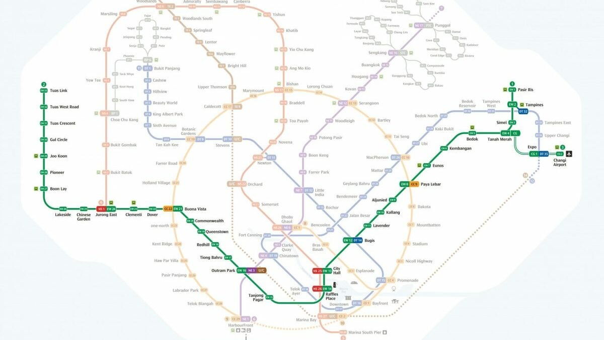 East West Line MRT map