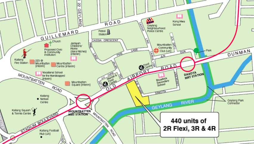 Map of Feb 2022 Geylang BTO