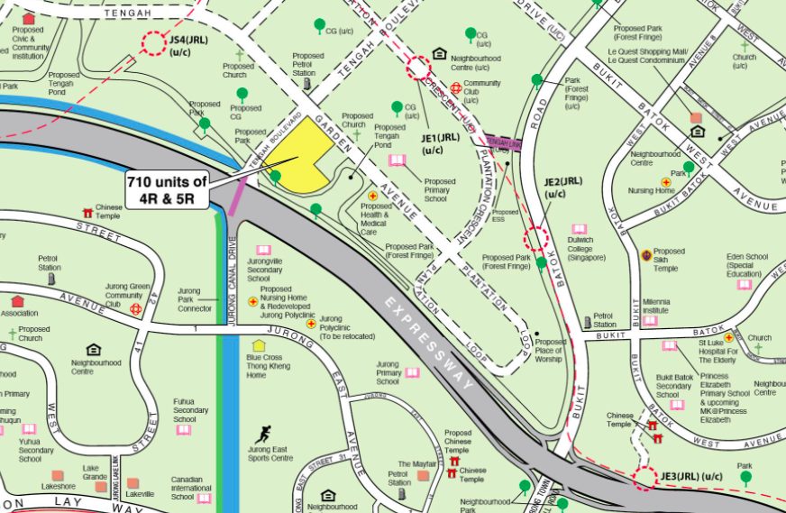 Map of Feb 2022 Tengah Garden Avenue BTO