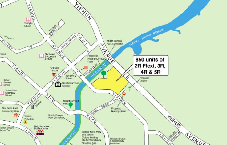 Map of Feb 2022 Yishun Street 31 BTO