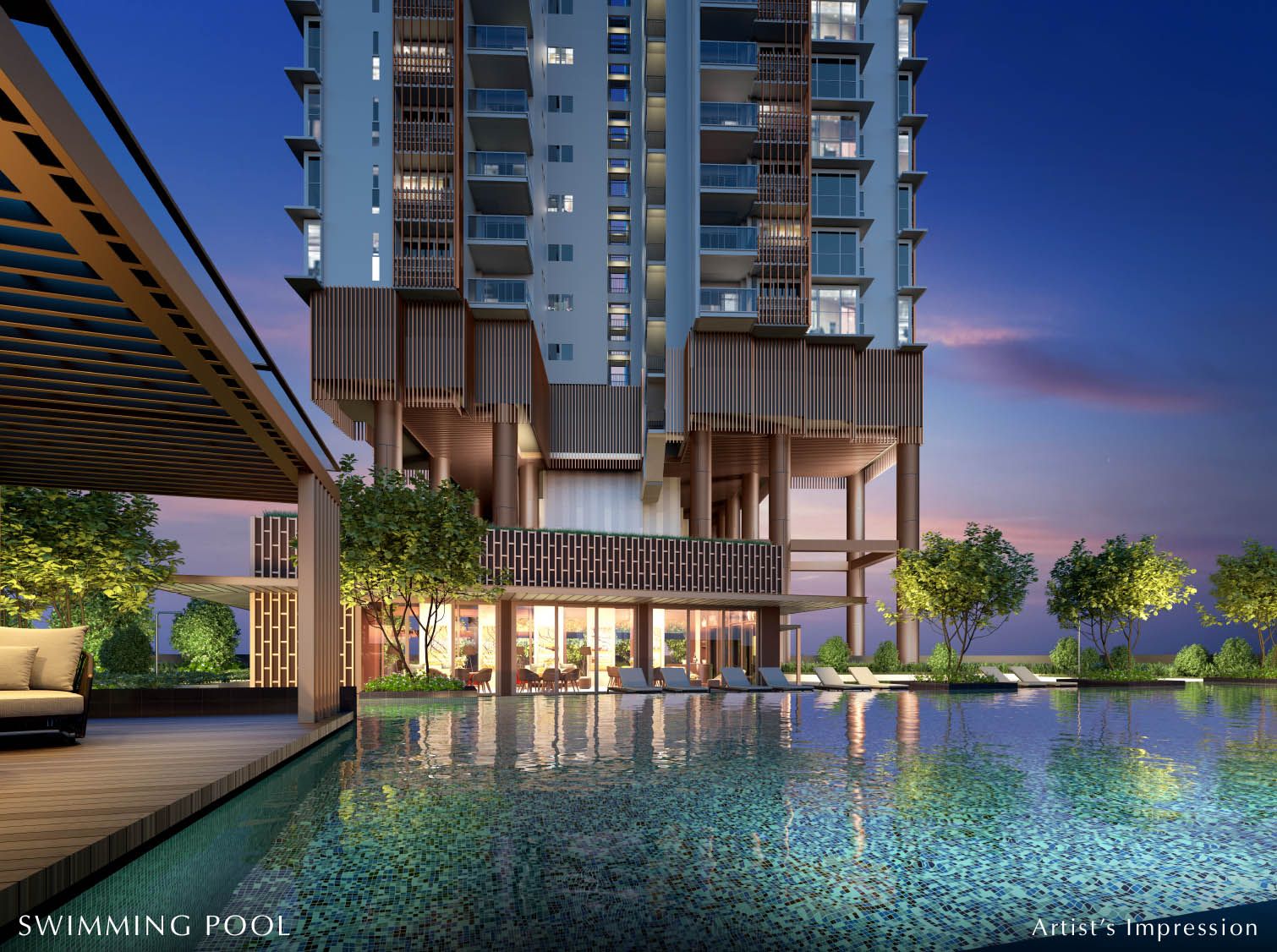 Artist's impression of the swimming pool at One Bernam