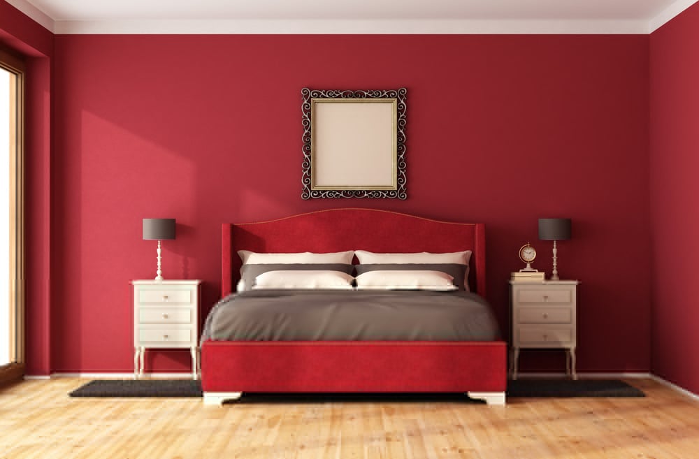 Bedroom with red walls