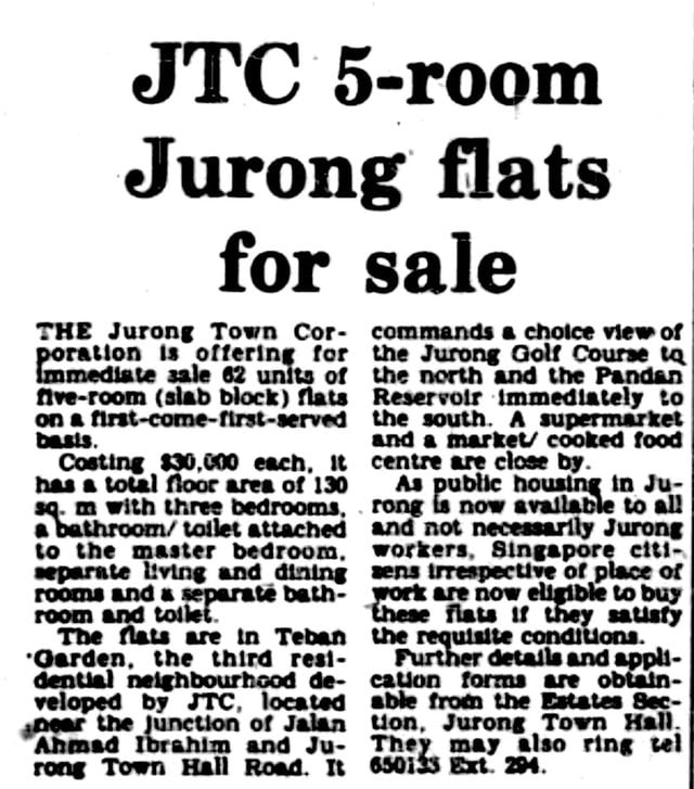 News clipping - JTC Jurong Flat 1977