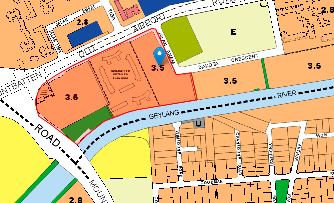 URA master plan of the Feb 2022 Geylang BTO