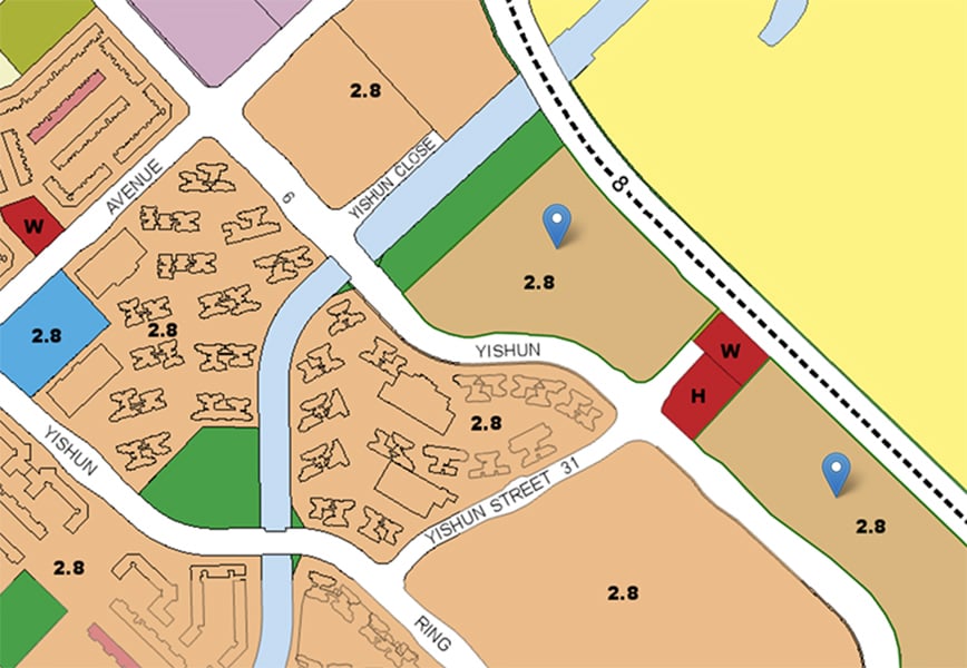 URA master plan of the Feb 2022 Yishun BTO site