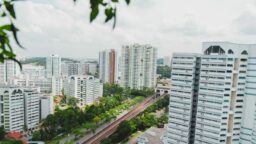 HDB blocks along MRT tracks